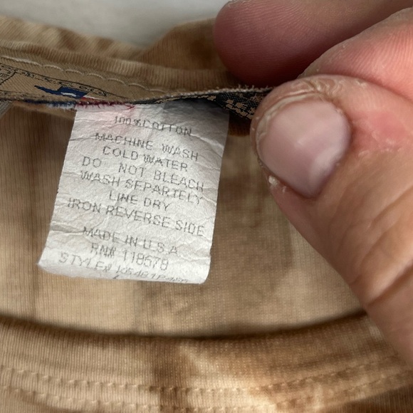 Don’t Mess With Texas Bedazzled Longhorn Tan Tie Dye 3/4 Sleeve Top Sz L Western - Picture 4 of 9